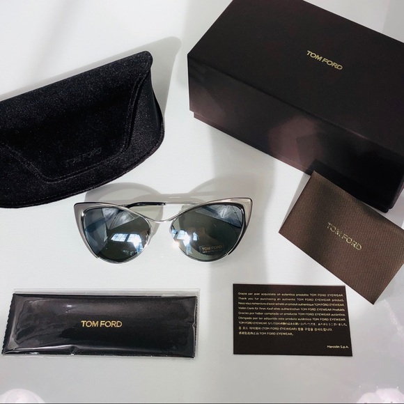 New TOM FORD Nastasya Silver Cat Eye Sunglasses - Picture 3 of 16